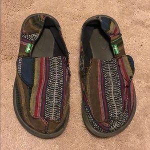 Kids Sanuk slip-ons, size 13